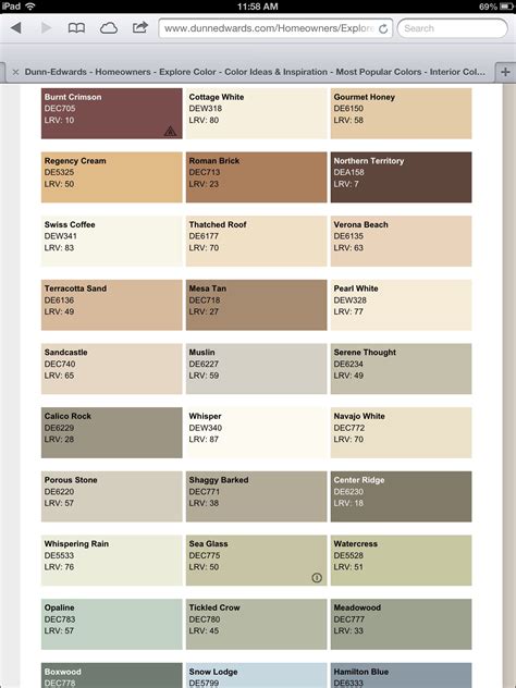 Dunn-Edwards paint color chart